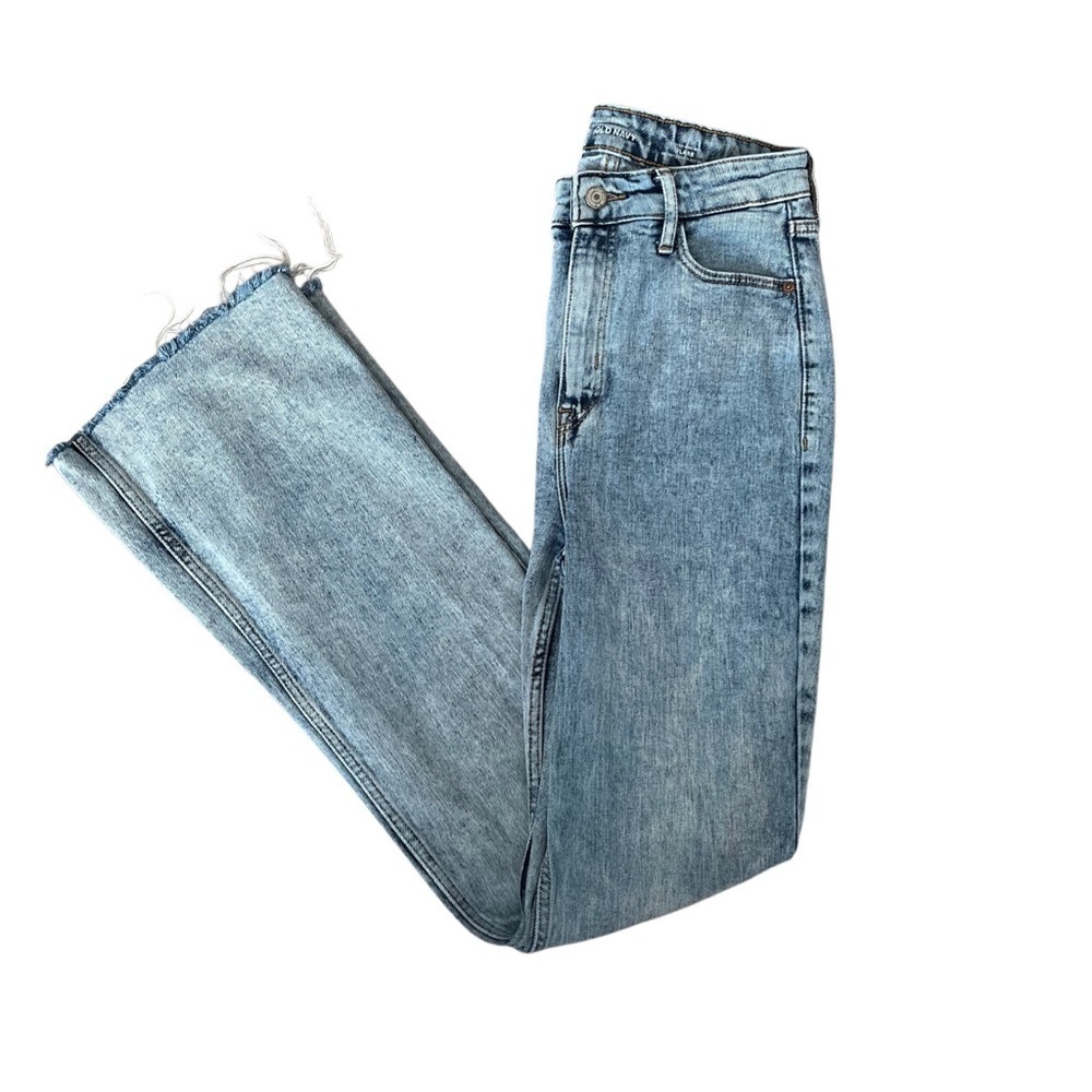 Old Navy High Rise Flare Leg Acid Wash Raw Hem Jeans